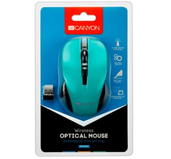 Canyon Мишка Canyon CNE-CMSW1GR Wireless Black-Green (CNE-CMSW1GR)