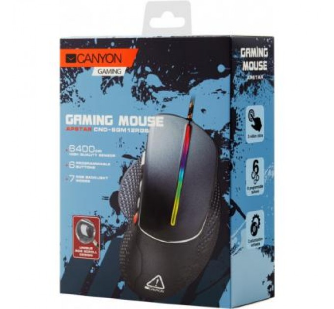 Canyon Мишка Canyon Apstar USB Black (CND-SGM12RGB)