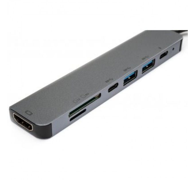 Vinga Концентратор Vinga Type-C to 4K HDMI+2*USB3.0+SD+TF+PD+USB-C 3.1 Gen1 aluminium (VCPHTC7AL)