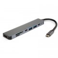 Vinga Концентратор Vinga Type-C to 4K HDMI+2*USB3.0+SD+TF+PD+USB-C 3.1 Gen1 aluminium (VCPHTC7AL)