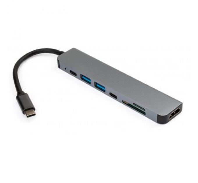 Vinga Концентратор Vinga Type-C to 4K HDMI+2*USB3.0+SD+TF+PD+USB-C 3.1 Gen1 aluminium (VCPHTC7AL)