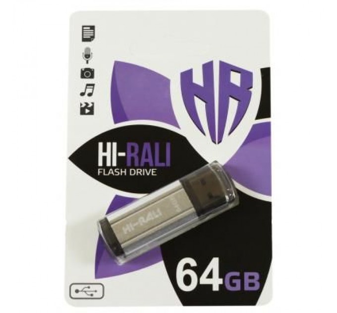 Hi-Rali USB флеш накопичувач Hi-Rali 64GB Stark Series Silver USB 2.0 (HI-64GBSTSL)