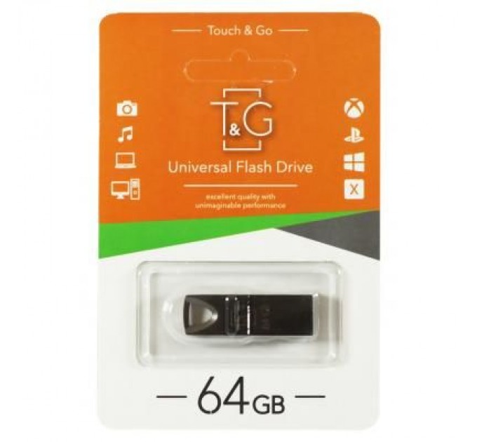 T&G USB флеш накопичувач T&G 64GB 117 Metal Series Black USB 2.0 (TG117BK-64G)