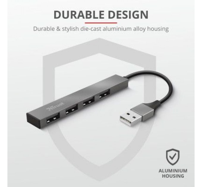 Trust Концентратор Trust Halyx Aluminium 4-Port Mini USB Hub (23786_TRUST)