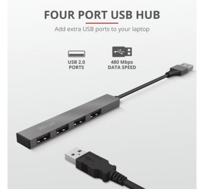 Trust Концентратор Trust Halyx Aluminium 4-Port Mini USB Hub (23786_TRUST)