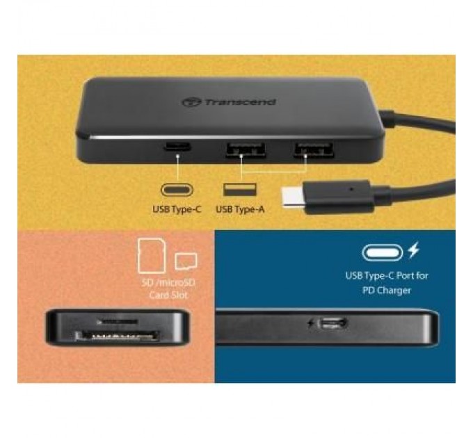 Transcend Концентратор Transcend Type-C HUB 6 ports microSD/SD Black (TS-HUB5C)