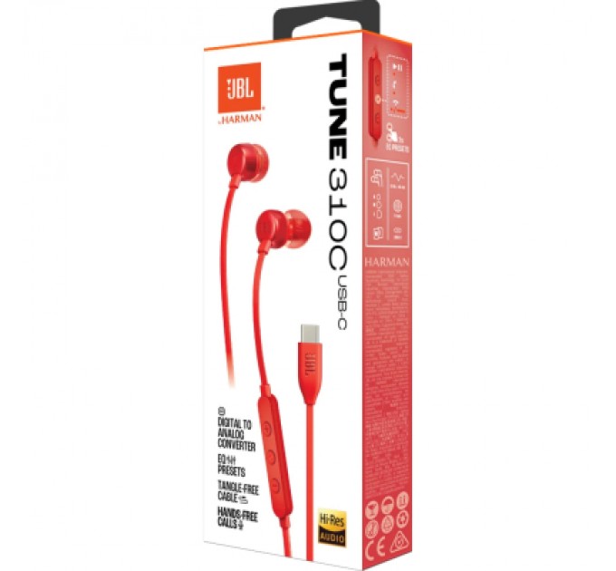 JBL Навушники JBL Tune 310C USB-C Red (JBLT310CRED)