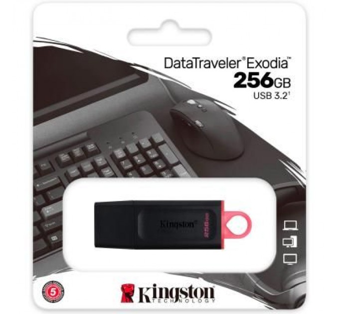 Kingston USB флеш накопичувач Kingston 256GB DataTraveler Exodia Black/Pink USB 3.2 (DTX/256GB)