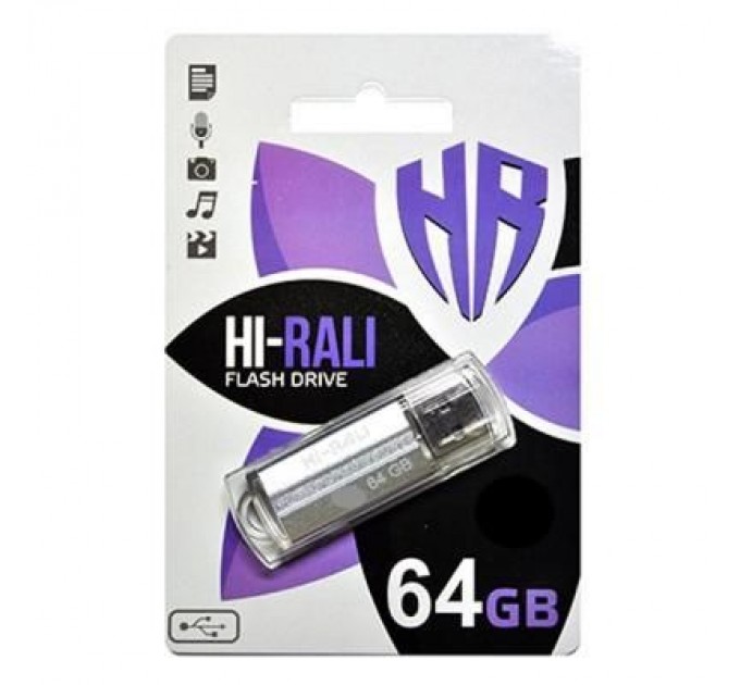 Hi-Rali USB флеш накопичувач Hi-Rali 64GB Corsair Series Silver USB 2.0 (HI-64GBCORSL)