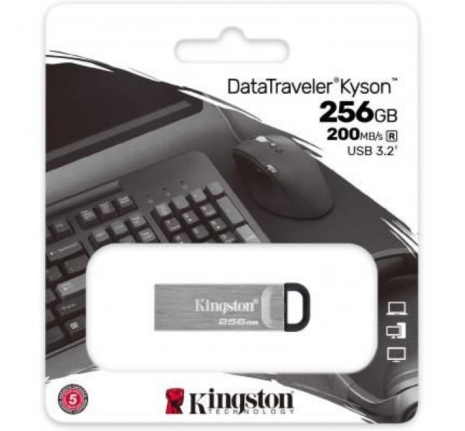 Kingston USB флеш накопичувач Kingston 256GB DT Kyson Silver/Black USB 3.2 (DTKN/256GB)