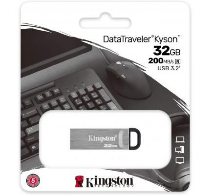 Kingston USB флеш накопичувач Kingston 32GB DT Kyson Silver/Black USB 3.2 (DTKN/32GB)