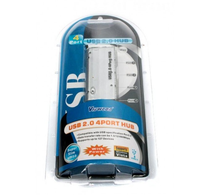 Viewcon Концентратор Viewcon 4 ports USB2.0 (VE410)