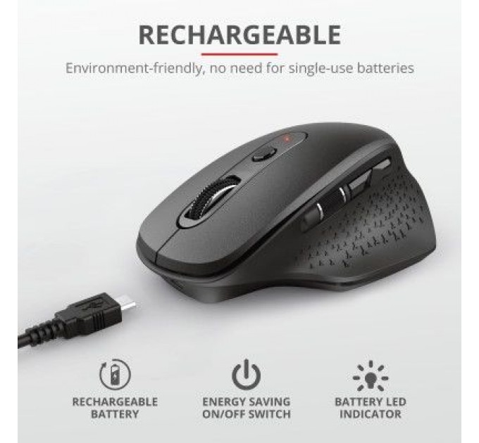 Trust Мишка Trust Ozaa Rechargeable Black (23812)