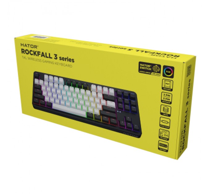Hator Клавіатура Hator Rockfall 3 Mecha TKL QMK/VIA Orange Wireless Black (HTK850UA)