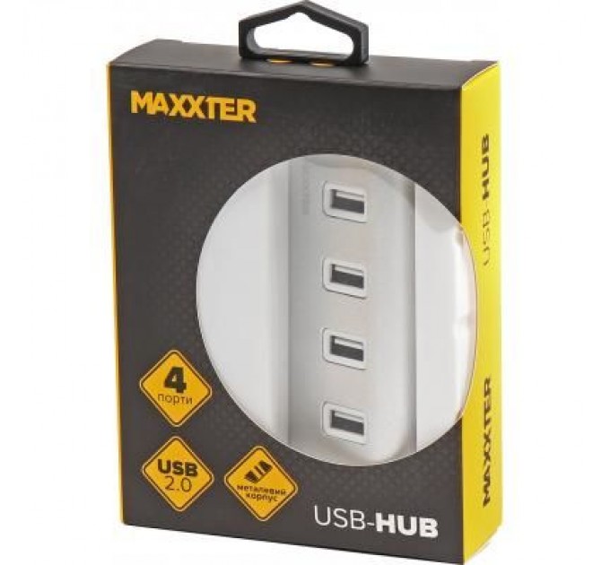 Maxxter Концентратор Maxxter USB 2.0 Type-A 4 ports silver (HU2A-4P-01)