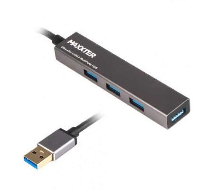 Maxxter Концентратор Maxxter USB 3.0 Type-A 4 ports grey (HU3A-4P-02)