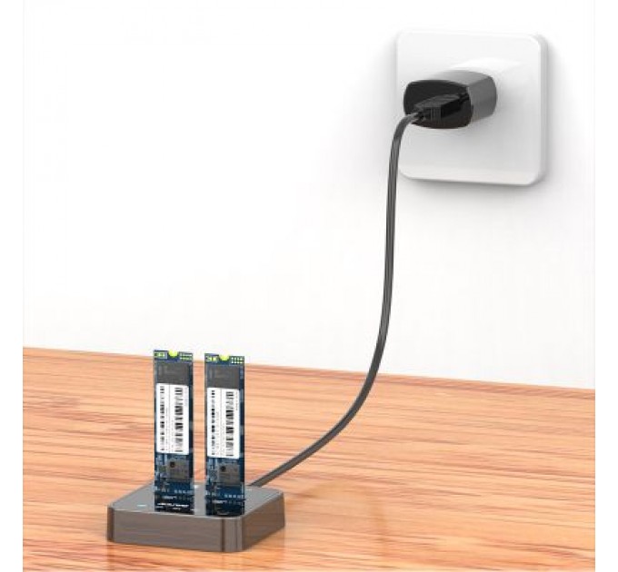 Maiwo Док-станція для накопичувачів Maiwo 2*SATA M.2 SSD Key B/B+M USB 3.1 Gen1 Type-C (K3016SG1)