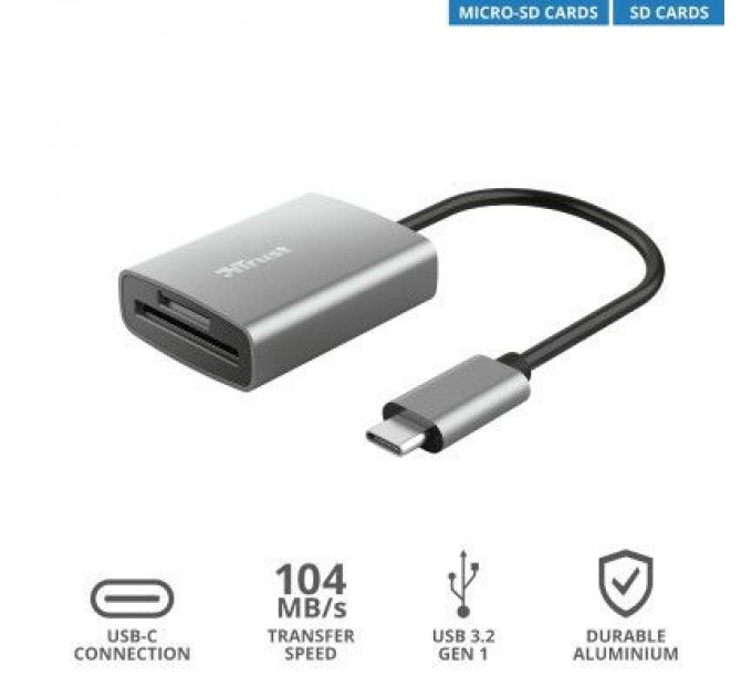 Trust Зчитувач флеш-карт Trust Dalyx Fast USB-С Card reader (24136)