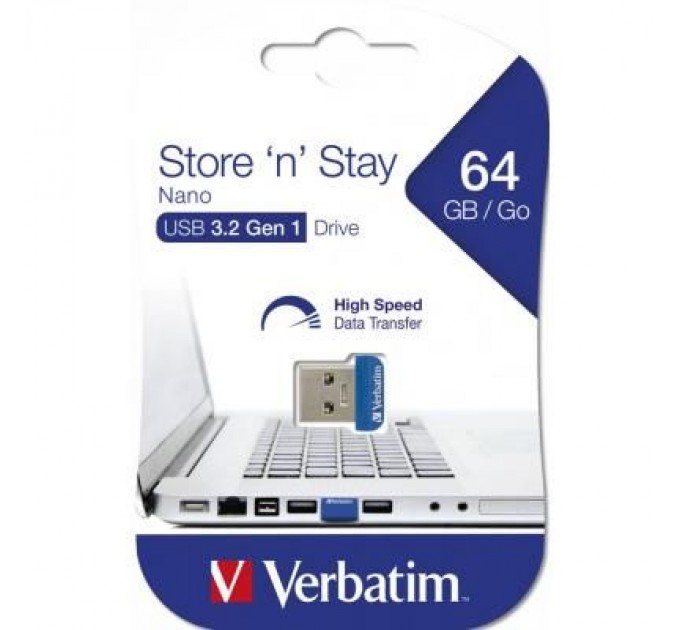 Verbatim USB флеш накопичувач Verbatim 64GB Store 'n' Stay NANO Blue USB 3.0 (98711)