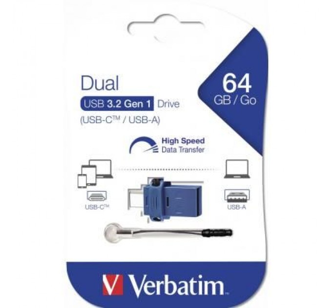 Verbatim USB флеш накопичувач Verbatim 64GB Dual USB Drive USB 3.0/Type-C (49967)