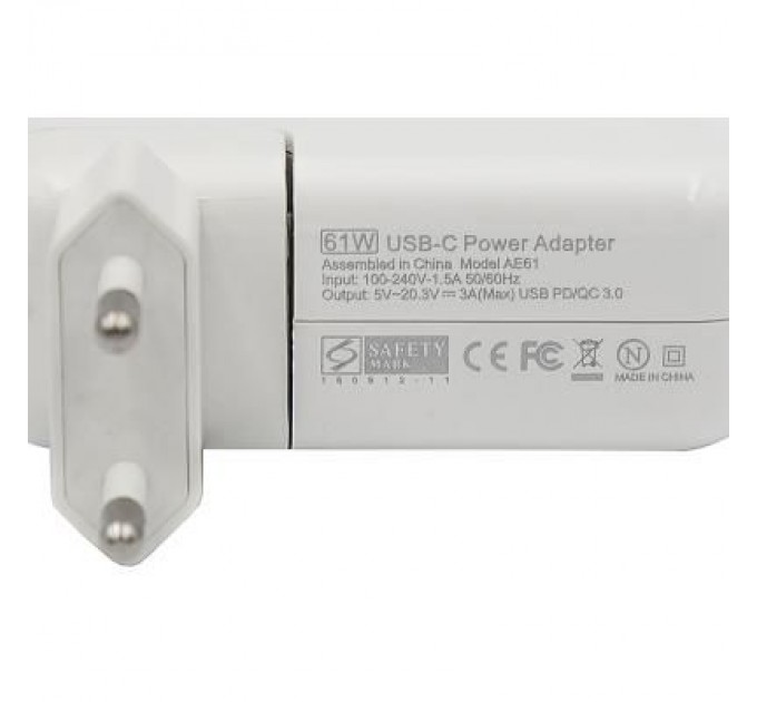 PowerPlant Блок живлення до ноутбуку PowerPlant APPLE 220V, 20V 61W (USB Type-C) (AP61HCUSB)