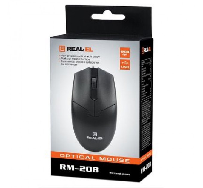 REAL-EL Мишка REAL-EL RM-208 USB Black