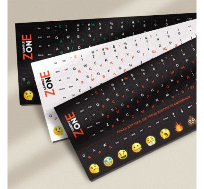 SampleZone Наклейка на клавіатуру SampleZone непрозора чорна, біло-зелений (SZ-BK-GS)