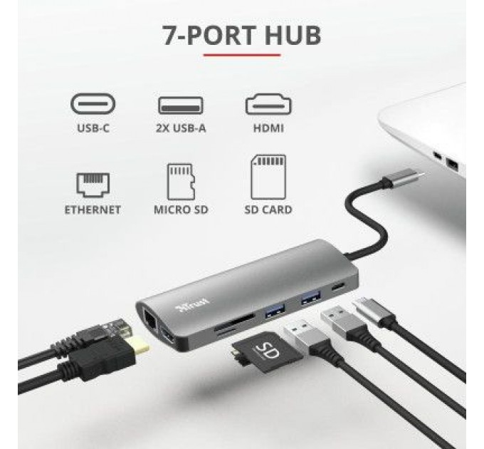 Trust Концентратор Trust DALYX 7-IN-1 USB-C ALUMINIUM (23775_TRUST)
