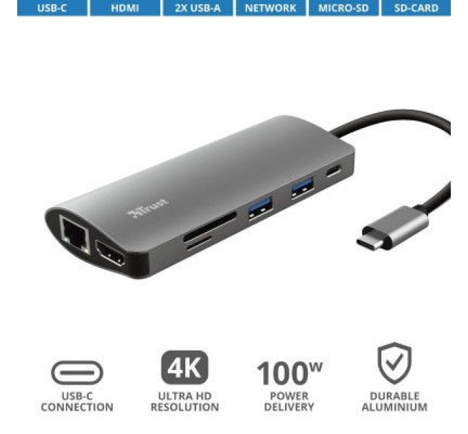 Trust Концентратор Trust DALYX 7-IN-1 USB-C ALUMINIUM (23775_TRUST)