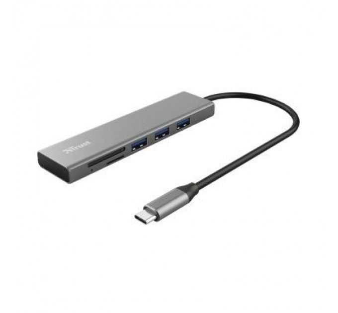 Trust Концентратор Trust HALYX FAST 3USB+CARD READER USB-C ALUMINIUM (24191_TRUST)