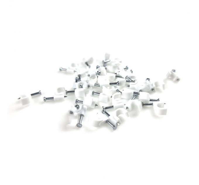 Eserver Скоба (клипса) EServer с гвоздем для крепления кабеля 7mm белая (пачка 100 шт) (WT-7002-CR07)