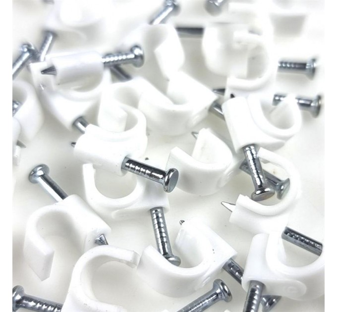 Eserver Скоба (клипса) EServer с гвоздем для крепления кабеля 7mm белая (пачка 100 шт) (WT-7002-CR07)