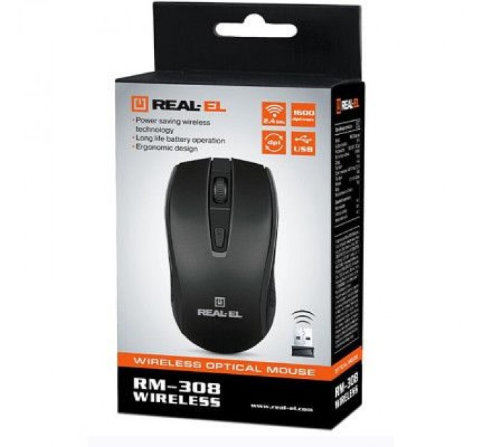 REAL-EL Мишка REAL-EL RM-308 Wireless Black