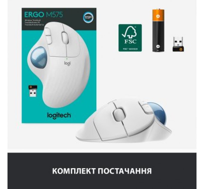 Logitech Мишка Logitech Ergo M575 Wireless Trackball Off-white (910-005870)