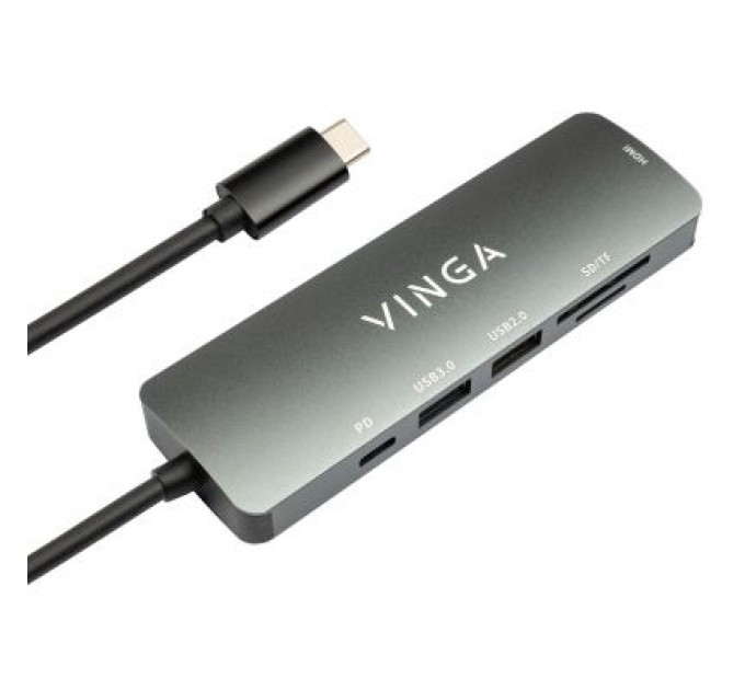 Vinga Концентратор Vinga USB Type-C 3.1 to HDMI+USB3.0+USB 2.0+SD/microSD+PD 6in1 (VHC6)