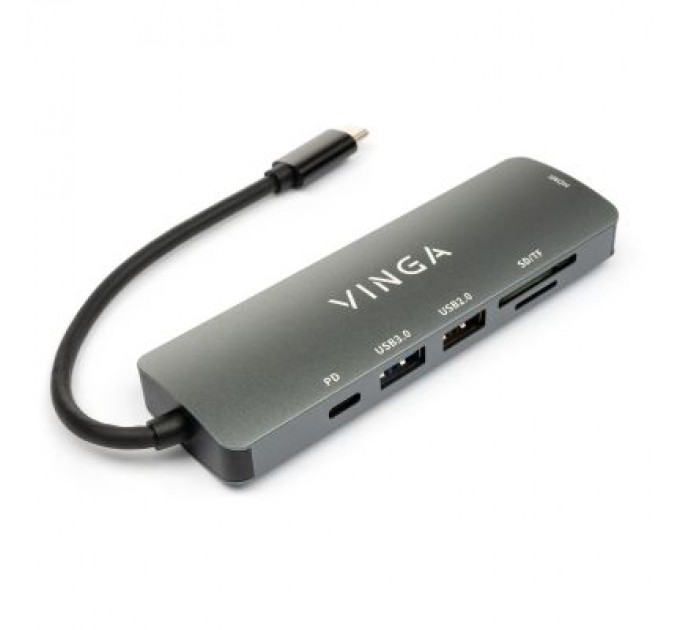 Vinga Концентратор Vinga USB Type-C 3.1 to HDMI+USB3.0+USB 2.0+SD/microSD+PD 6in1 (VHC6)