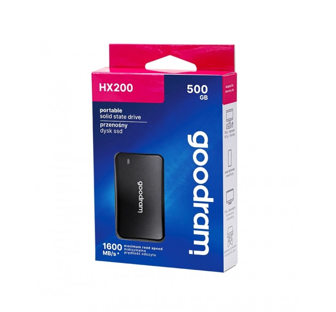 Goodram Накопичувач зовнішній SSD 2.5" USB  500GB Goodram HX200 Black (SSDPR-HX200-500)