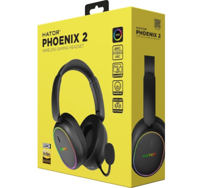 Hator Навушники Hator Phoenix 2 Wireless Hi-Res SyncHUB connection Black (ESH40)