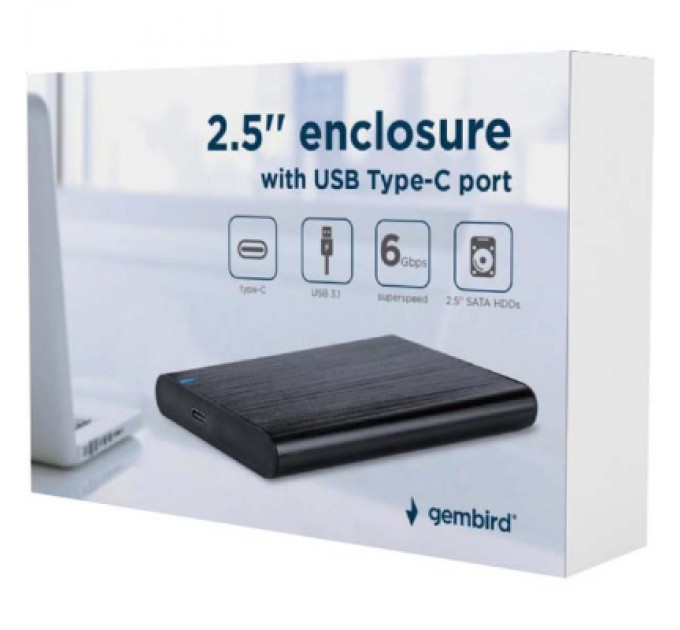 Gembird Кишеня зовнішня Gembird 2.5" USB3.1 alum black (EE2-U3S-6)