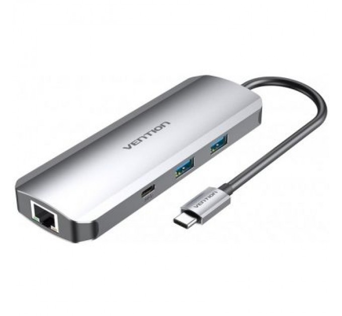Vention Концентратор Vention USB3.1 Type-C --> HDMI/USB 3.0x2/RJ45/USB-C/SD/TF/TRRS 3.5mm (TOMHB)