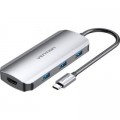 Vention Концентратор Vention USB3.1 Type-C --> HDMI/USB 3.0x3/PD 100W Hub 5-in-1 (TODHB)