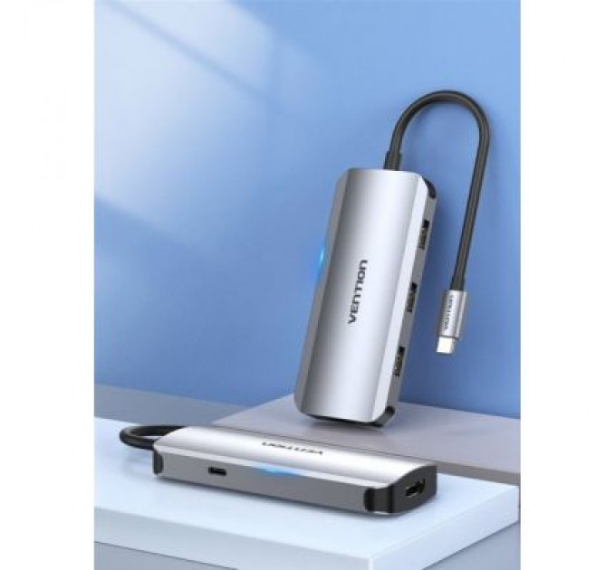 Vention Концентратор Vention USB3.1 Type-C --> HDMI/USB 3.0x3/PD 100W Hub 5-in-1 (TODHB)