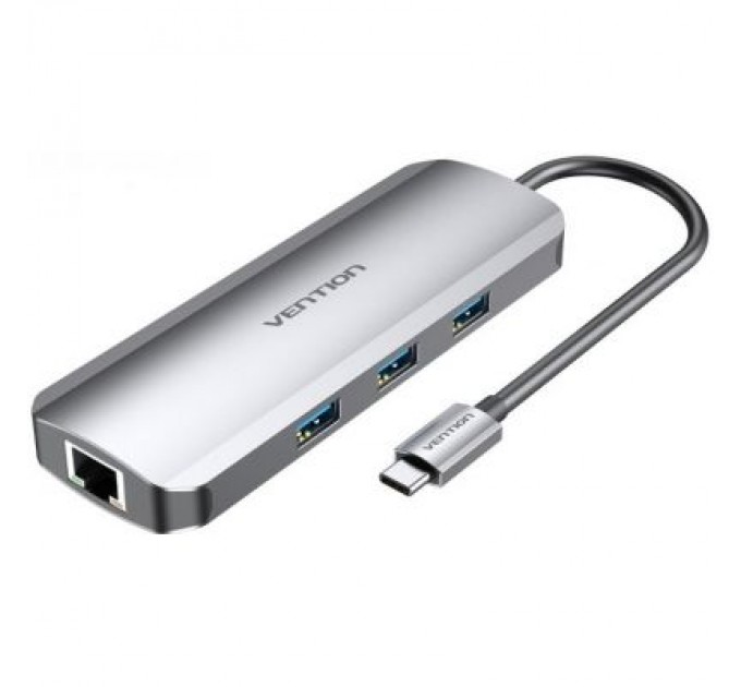 Vention Концентратор Vention USB3.1 Type-C --> HDMI/USB 3.0x3/RJ45/SD/TF/TRRS 3.5mm/PD 10 (TOLHB)