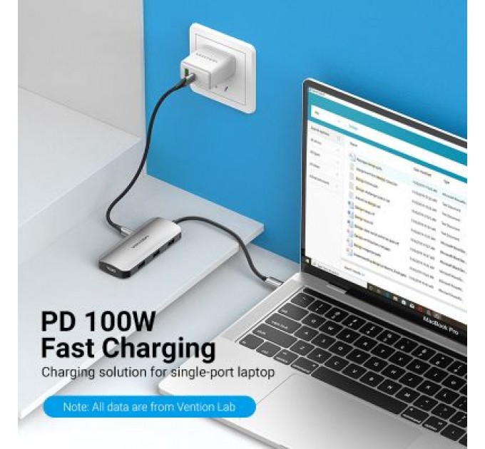 Vention Концентратор Vention USB3.1 Type-C --> HDMI/USB-C Gen 1/USB 3.0x3/PD 100W Hub 6-i (TOFHB)