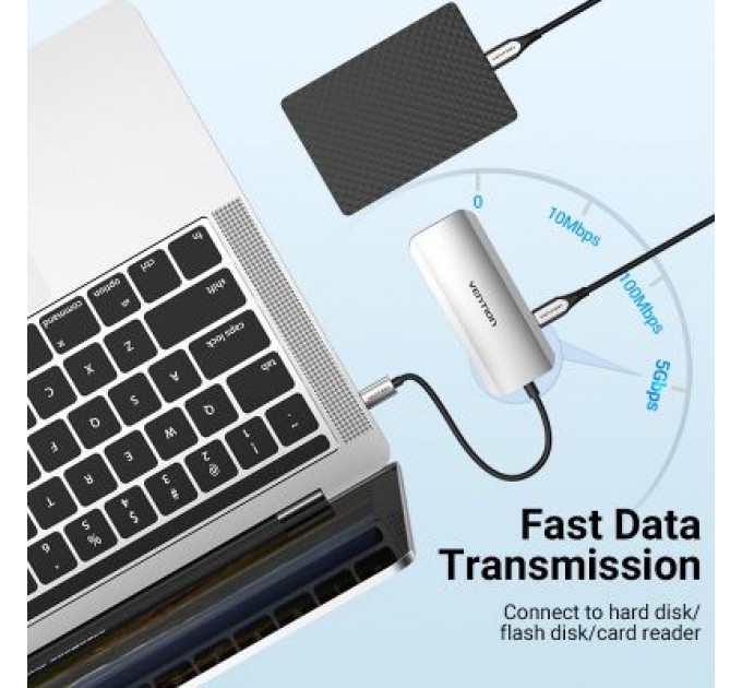 Vention Концентратор Vention USB3.1 Type-C --> HDMI/USB-C Gen 1/USB 3.0x3/PD 100W Hub 6-i (TOFHB)