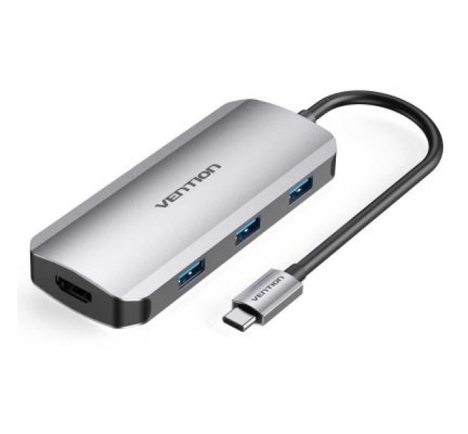 Vention Концентратор Vention USB3.1 Type-C --> HDMI/USB-C Gen 1/USB 3.0x3/PD 100W Hub 6-i (TOFHB)