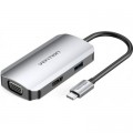 Vention Концентратор Vention USB3.1 Type-C --> HDMI/VGA/USB 3.0/PD 100W Hub 4-in-1 (TOAHB)