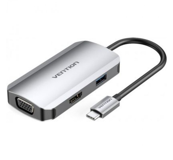 Vention Концентратор Vention USB3.1 Type-C --> HDMI/VGA/USB 3.0/PD 100W Hub 4-in-1 (TOAHB)