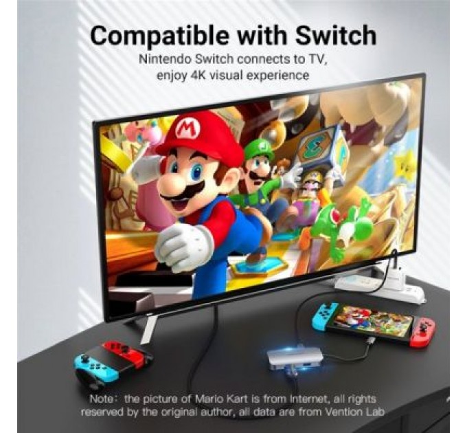 Vention Концентратор Vention USB3.1 Type-C --> HDMI/VGA/USB 3.0/PD 100W Hub 4-in-1 (TOAHB)