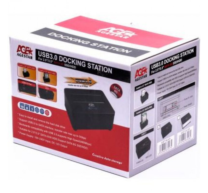 AgeStar Док-станція для накопичувачів AgeStar USB3.0 black (3UBT7 (Black))